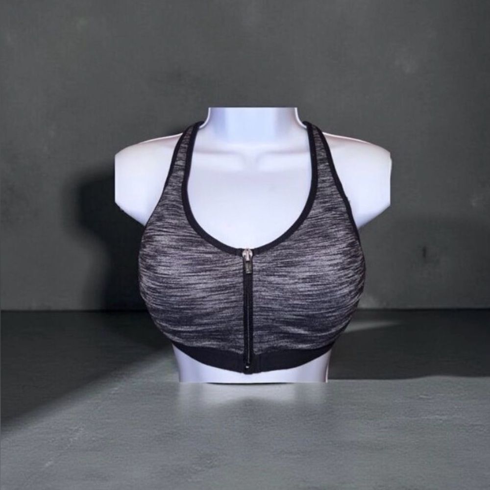 Victoria’s Secret Victoria Sport Black Front Zip Racerback Sports Bra Size 34D